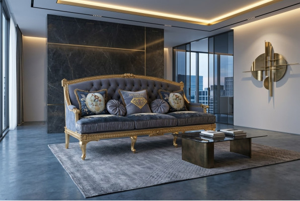 Design Couchen Polster Sofa Sofas 3 Sitz Dreisitzer Stoffsofa Wohnzimmer Italien