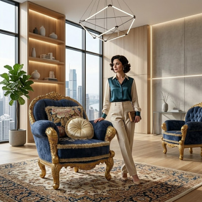 Klassisch Design Sessel Wohnzimmer Einsitzer Sofa Couch Lounge Club Hotel Luxus