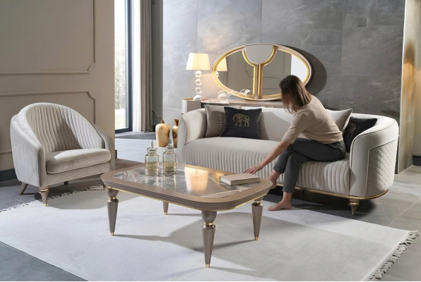 Sofagarnitur 3+1 Sitzer Sofas im italienischen Stil Designer Polster Sofas Neu