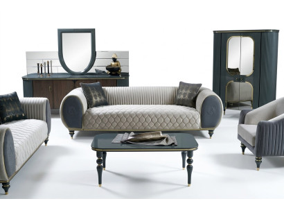 Dreisitzer Sofa 3 Sitzer Stoff Luxus Couch Sofa big Polster 230 cm Designer