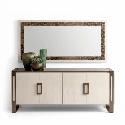 Designer Kommode Anrichte Side Low Board Schrank Wohn Zimmer Regal Luxus Spiegel