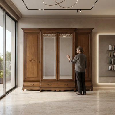 Kleiderschrank Set Holz Schrank Schlafzimmer Massivholz Möbel Italien Schränke