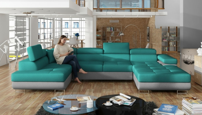 Stoff U-Form Couch Wohnlandschaft Ecksofa Garnitur Modern Design Sofa Modern Neu
