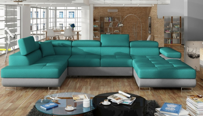 Stoff U-Form Couch Wohnlandschaft Ecksofa Garnitur Modern Design Sofa Modern Neu