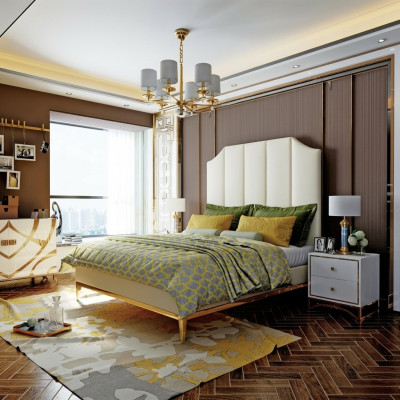 Bett Polster Deko Design Luxus Doppel Hotel Betten Schlaf Zimmer Leder