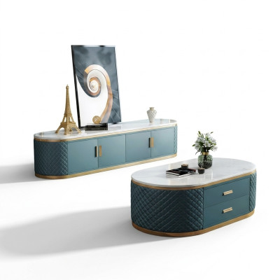 Anrichte Low Board Side Schrank Wohn Zimmer Sideboard Couchtisch 2tlg. Set