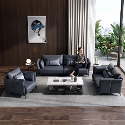 Italienische Polster Sitz Garnitur 3+2+1 Gruppe Leder Couch Modernes Sofa