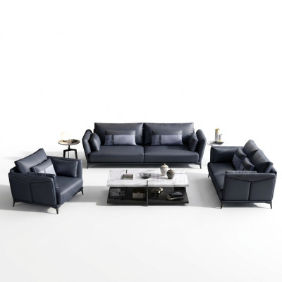 Italienische Polster Sitz Garnitur 3+2+1 Gruppe Leder Couch Modernes Sofa