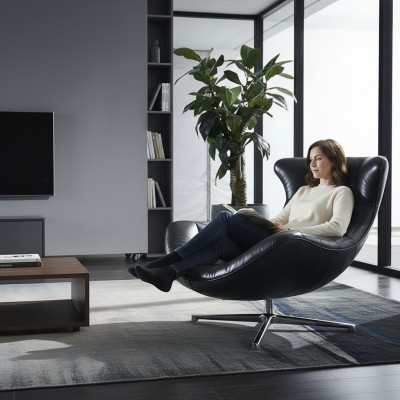 Sessel Design Couch Sofa Sitzer Leder Lounge Club Polster Luxus Ohren Sitz Relax