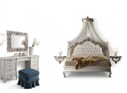 Schminktisch + Spiegel + Hocker Edle Anrichte Schlafzimmer Kommode Barock Rokoko