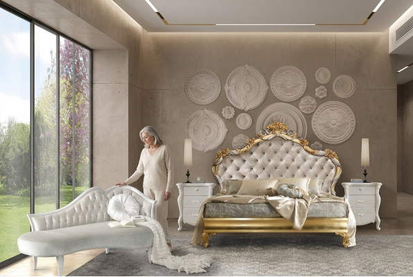 3 tlg. Schlafzimmer Set Bett 2x Nachttisch Konsole Betten Doppel Hotel Polster