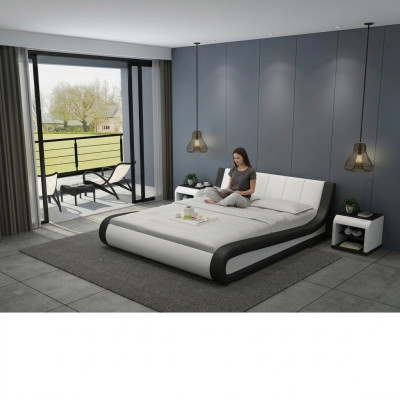 Bett Lederbett Polsterbett Moderne Doppel Schlafzimmer Ehebett Betten