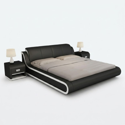 Lederbett Design Doppelbett Betten Bett Leder Polster Schlafzimmer Ehe