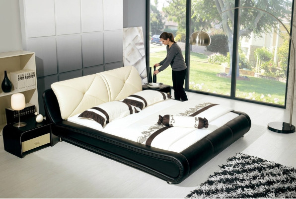 Leder Bett Polster Luxus Design Doppel Hotel Holz Betten Schlaf Zimmer