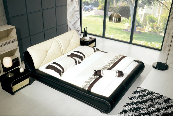 Leder Bett Polster Luxus Design Doppel Hotel Holz Betten Schlaf Zimmer