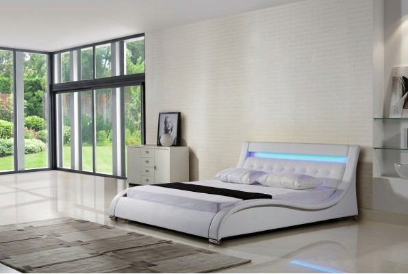 Lederbett Polsterbett Bett Betten Leder Leder Polster Ehe mit Belechtung