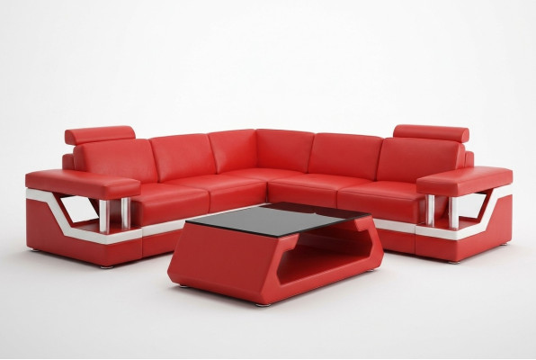 Designer Sofa Couch Ecksofa Leder Textil Polster Garnitur Wohnlandschaft