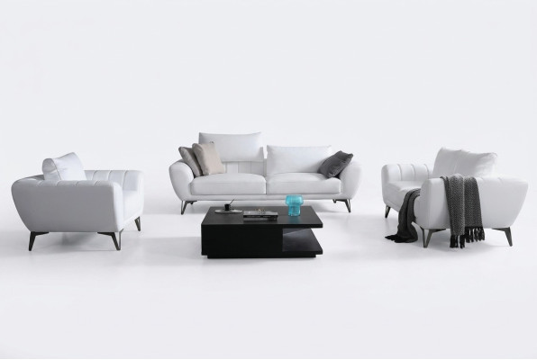 Ledergarnitur Komplett Set - Edle Designer Couchen Wohnzimmer Sitzmöbel