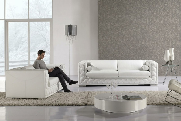Ledersofa Couch Wohnlandschaft 3+2 Sitzer Garnitur Design Deko Modern Sofa