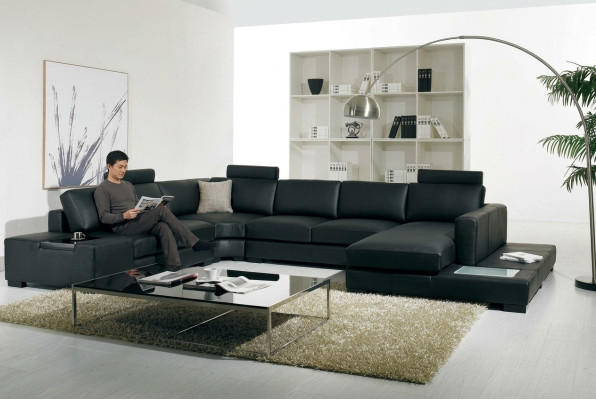 Ledersofa Designer Sofa U Form Wohnlandschaft Couch Deko Polster Ecksofa
