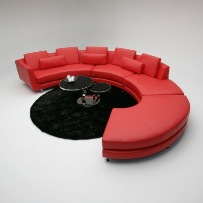 Rote Rund Couch Ecksofa Wohnlandschaft Rundsofa Polster Garnitur Sofas