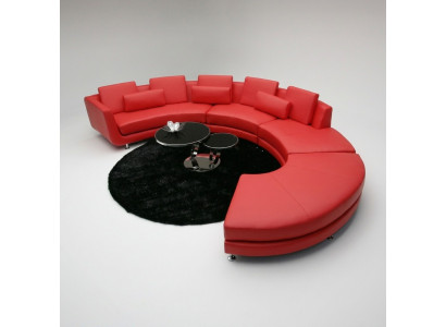 Rote Rund Couch Ecksofa Wohnlandschaft Rundsofa Polster Garnitur Sofas