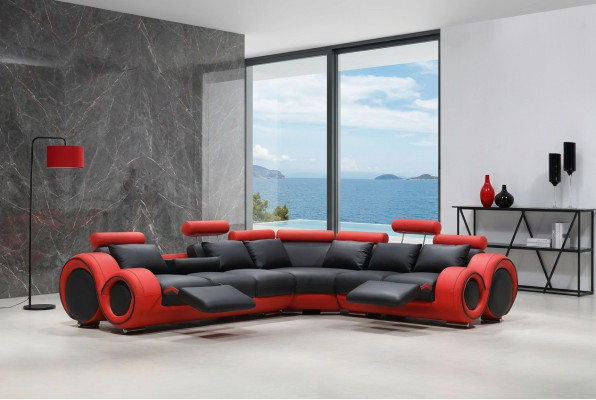 Designer Sofa Garnitur Wohnlandschaft Couch Ecksofa Leder Textil Polster