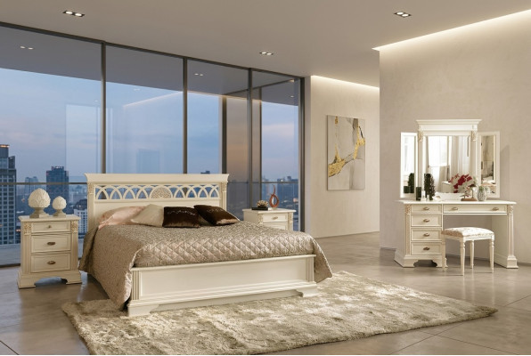 Klassisches Bett 2 Nachttische Schlafzimmer Set 3 tlg. Italienische Möbel Massivholz Barock