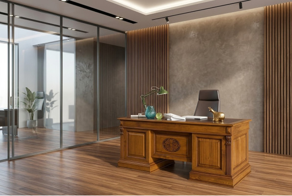 Schreibtisch Büro Tisch Edle Holz Tische Barock Rokoko Antik Stil 185x90cm