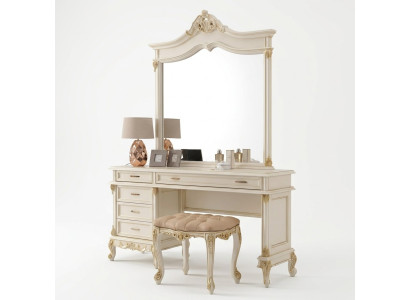 Schminktisch Barock Rokoko Konsolen Tische + Hocker Frisiertisch Make Up Tisch Massivholz