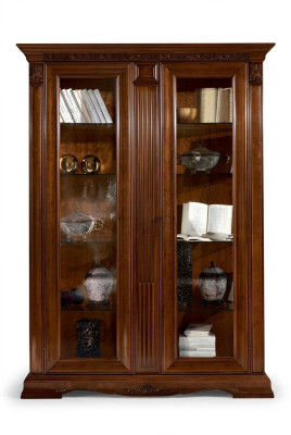 Klassische Vitrine Schrank Vitrinenschrank Vitrinen Glasschrank Barock Rokoko Massivholz