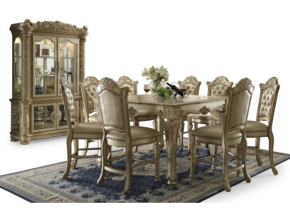 Goldene Esszimmer Gruppe Designer Esstisch mit x8 Stühlen Esszimmer Möbel 9tlg.