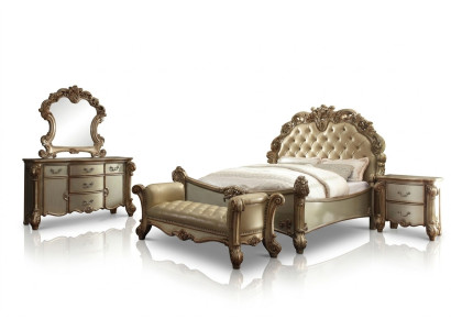 Bett 2x Nachttisch 3tlg. Klassisches Schlafzimmer Set Luxus Barock Rokoko