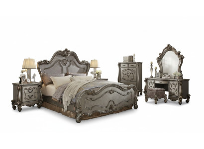 Klassische Schlafzimmer Set Bett 2x Nachttisch Kommode Spiegel 5tlg.
