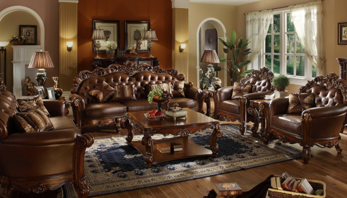 Komplett Set Sofagarnitur 5tlg. Couchtisch Sofa Couch Holz Wohnlandschaft