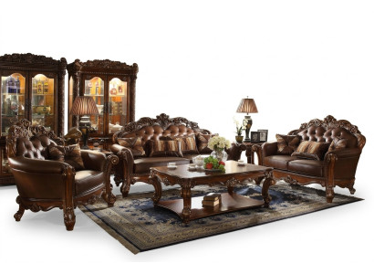 Klassische Garnitur 3+2+1+1 Sitzer Sofagarnitur Couch Sofa Leder Sofa