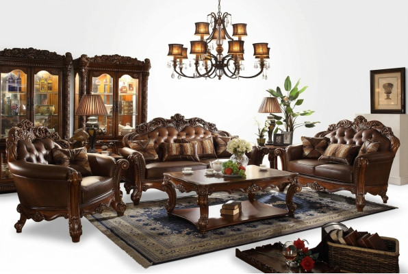Klassische Garnitur Sofagarnitur Couch Sofa Leder Sofa Polster 321