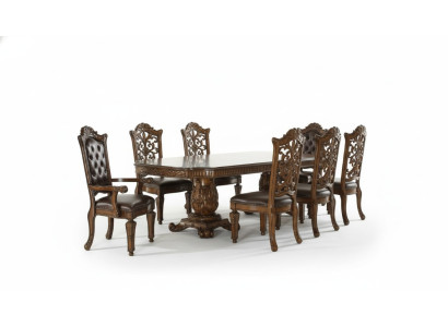 Esszimmer Garnitu Barock Rokoko Tisch & 8x Chesterfield Stühle 9tlg. Set