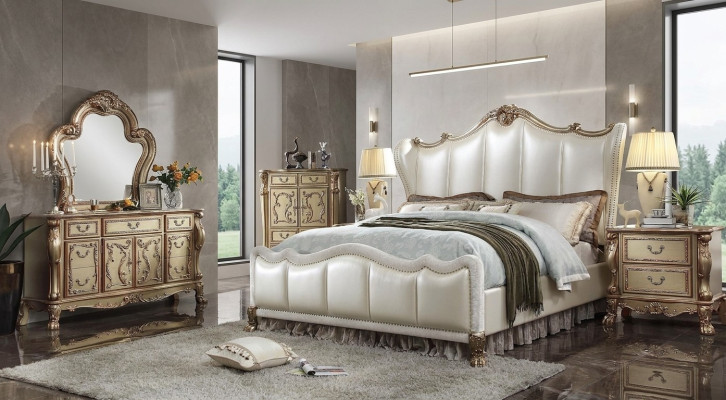 Schlafzimmer Nachttische Set Bett 5tlg. Rokoko Barock Antik Stil Bett Holz