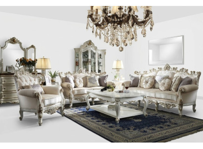 Luxus Chesterfield Sofagarnitur 3+2+1 Sitzer mit Möbel Couchtisch Couch