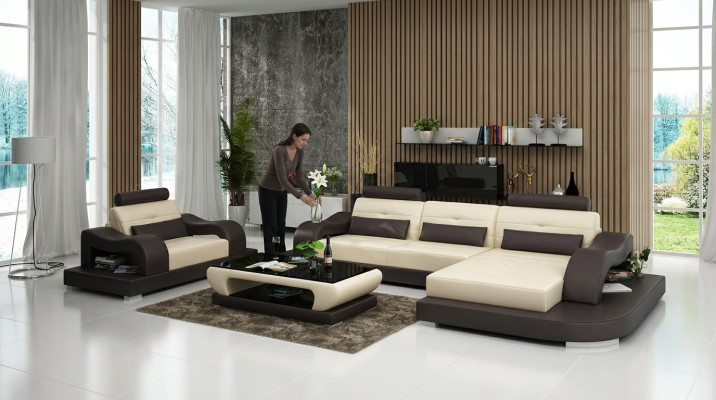 Wohnlandschaft Ecksofa L-Form Sessel Set Garnitur Leder Couch 2tlg.