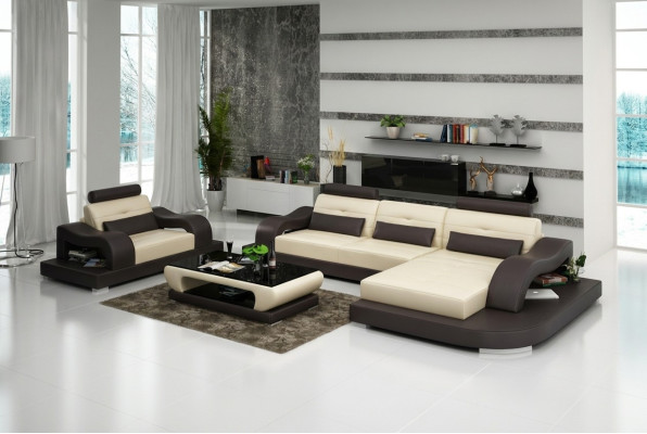 Wohnlandschaft Ecksofa L-Form Sessel Set Garnitur Leder Couch 2tlg.