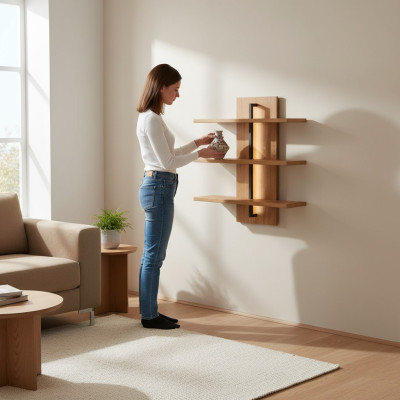 Ablage Hotel Stil Wohnzimmer Wand Regal Bücher Ablagen Schrank Regale 80x87cm
