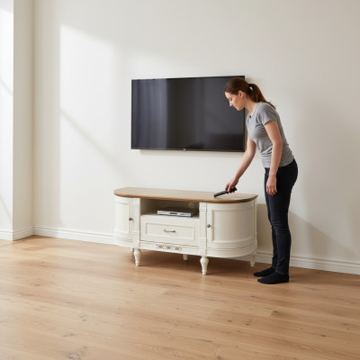 Holz Kommode Sideboard Kommoden Wohnzimmerschrank 135cm Low Boards Antik Stil