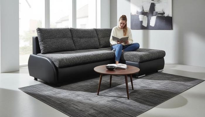 Design Ecksofa Schlafsofa Sofas Bettfunktion Couch Leder Textil Polster Neu
