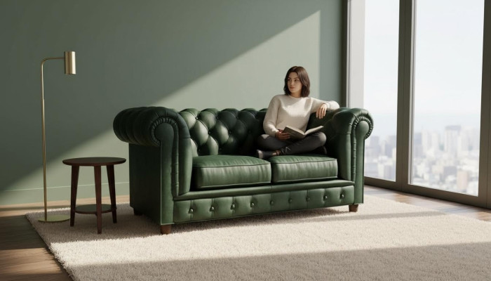 Chesterfield Luxus 2 Sitzer Couch Polster Sofa Stoff Couchen Garnitur Neu