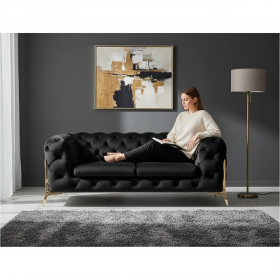 Design Chesterfield Sofa 2-Sitzer Couch Samt Polster Textil Sofas Zweisitzer Neu