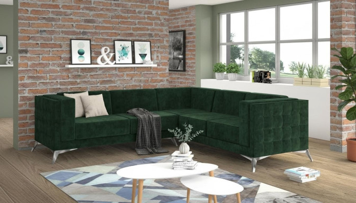 Sofa L-Form Chesterfield Couch Wohnlandschaft Garnitur Design Klassische