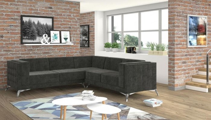 Wohnlandschaft Ecksofa L-Form Sofa Couch Deko Design Couch Textil Modern