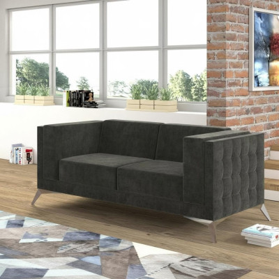 Chesterfield Couch Sofa Polster 2 Sitzer Couchen Sitz Garnitur Sofas Grau Neu